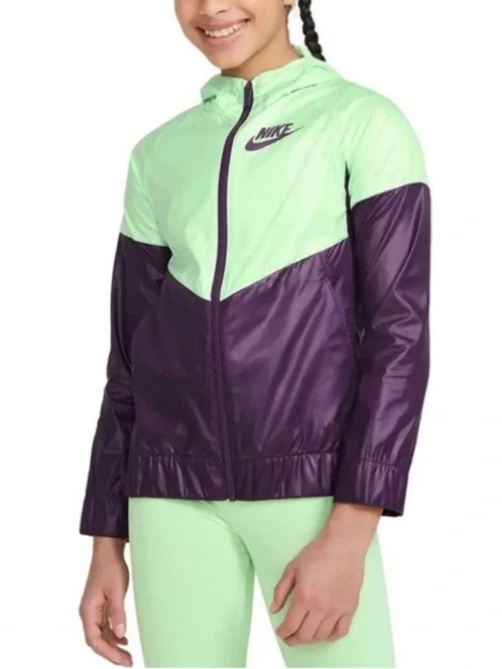 Nike Green Purple Windrunner Wind Breaker Jacket Sz S